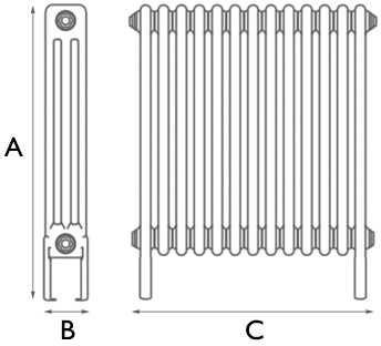 Enderby 3 Column Steel Radiator 710mm 13 Section Spec